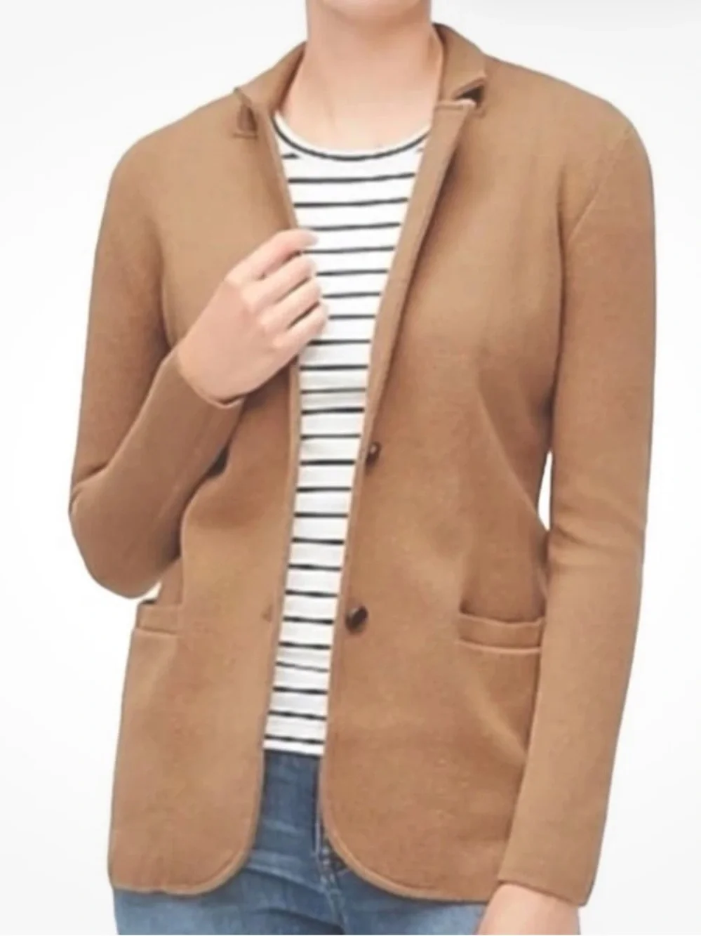 J Crew Sweater Blazer Cotton Heather Acorn Tan Womens extra small Classic